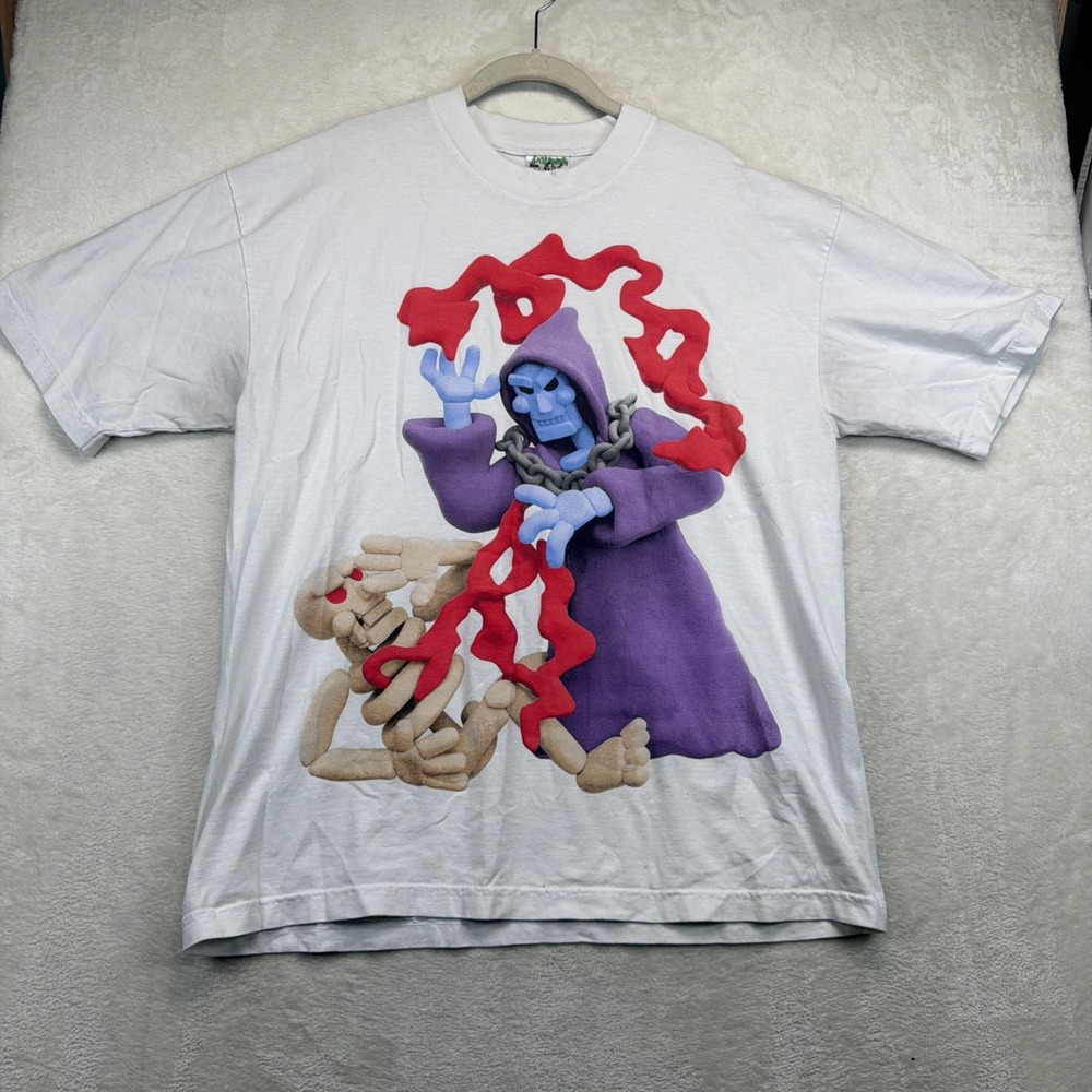 Spooky Woods Badlands Grim Reaper Skeleton Graphic T Shirt USA White L Rare
